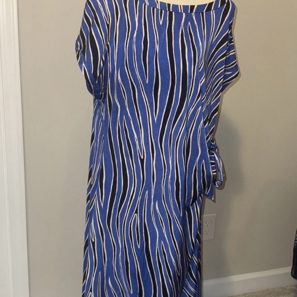 Dana Buchman Blue Tie Midi Dress 2X